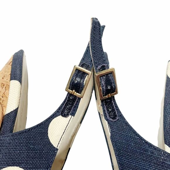 Bettye Muller Blake Polka Dot Marine Cork Heels - Picture 8 of 9